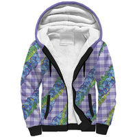 Hawaii Jade Vine Lei Sherpa Hoodie Aloha Palaka Motif - Purple - Polynesian Pride