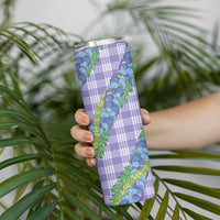 Hawaii Jade Vine Lei Skinny Tumbler Aloha Palaka Motif - Purple - Polynesian Pride