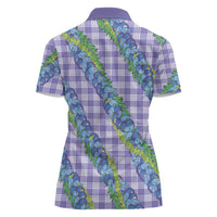 Hawaii Jade Vine Lei Women Polo Shirt Aloha Palaka Motif - Purple - Polynesian Pride