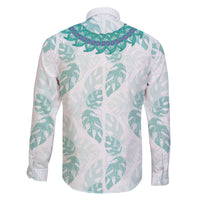 Jade Vine Lei Hawaii Family Matching Off The Shoulder Long Sleeve Dress and Hawaiian Shirt Aloha Seamless Tropical Leaves - Polynesian Pride