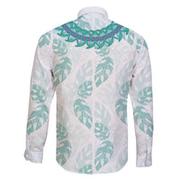Jade Vine Lei Hawaii Family Matching Off Shoulder Short Dress and Hawaiian Shirt Aloha Seamless Tropical Leaves - Polynesian Pride