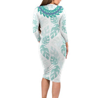 Jade Vine Lei Hawaii Long Sleeve Bodycon Dress Aloha Seamless Tropical Leaves - Polynesian Pride