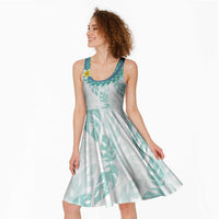 Jade Vine Lei Hawaii Midi Dress Aloha Seamless Tropical Leaves - Polynesian Pride