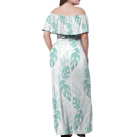 Jade Vine Lei Hawaii Off Shoulder Maxi Dress Aloha Seamless Tropical Leaves - Polynesian Pride