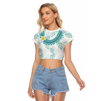 Jade Vine Lei Hawaii Raglan Cropped T Shirt Aloha Seamless Tropical Leaves - Polynesian Pride