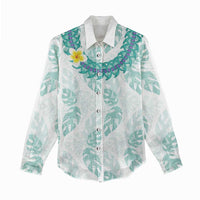 Jade Vine Lei Hawaii Women Casual Shirt Aloha Seamless Tropical Leaves - Polynesian Pride