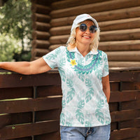 Jade Vine Lei Hawaii Women Polo Shirt Aloha Seamless Tropical Leaves - Polynesian Pride