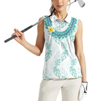Jade Vine Lei Hawaii Women Sleeveless Polo Shirt Aloha Seamless Tropical Leaves - Polynesian Pride