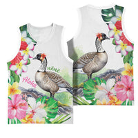 Aloha Hawaii Nene Goose Basketball Jersey Tropical Flowers Watercolor Stylized - Polynesian Pride