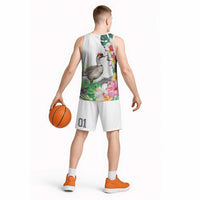 Aloha Hawaii Nene Goose Basketball Jersey Tropical Flowers Watercolor Stylized - Polynesian Pride