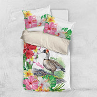 Aloha Hawaii Nene Goose Bedding Set Tropical Flowers Watercolor Stylized - Polynesian Pride