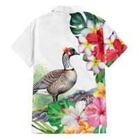 Aloha Hawaii Nene Goose Family Matching Short Sleeve Bodycon Dress and Hawaiian Shirt Tropical Flowers Watercolor Stylized - Polynesian Pride