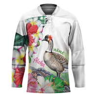 Aloha Hawaii Nene Goose Hockey Jersey Tropical Flowers Watercolor Stylized - Polynesian Pride