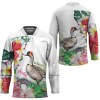 Aloha Hawaii Nene Goose Hockey Jersey Tropical Flowers Watercolor Stylized - Polynesian Pride
