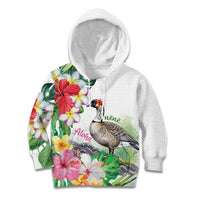 Aloha Hawaii Nene Goose Kid Hoodie Tropical Flowers Watercolor Stylized - Polynesian Pride