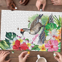 Aloha Hawaii Nene Goose Puzzle Tropical Flowers Watercolor Stylized - Polynesian Pride