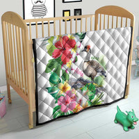 Aloha Hawaii Nene Goose Quilt Tropical Flowers Watercolor Stylized - Polynesian Pride