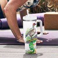 Aloha Hawaii Nene Goose Tumbler With Handle Tropical Flowers Watercolor Stylized - Polynesian Pride
