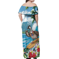Aloha Hawaii Shaka Nene Goose Off Shoulder Maxi Dress Surfing Take It Easy - Polynesian Pride