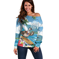 Aloha Hawaii Shaka Nene Goose Off Shoulder Sweater Surfing Take It Easy - Polynesian Pride
