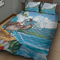Aloha Hawaii Shaka Nene Goose Quilt Bed Set Surfing Take It Easy - Polynesian Pride