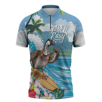 Aloha Hawaii Shaka Nene Goose Zipper Polo Shirt Surfing Take It Easy - Polynesian Pride
