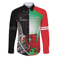 New Zealand and Wales Rugby Custom Family Matching Puletasi and Hawaiian Shirt Aotearoa All Black Combine Welsh Dragon - Polynesian Pride