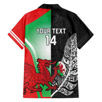 New Zealand and Wales Rugby Custom Family Matching Short Sleeve Bodycon Dress and Hawaiian Shirt Aotearoa All Black Combine Welsh Dragon - Polynesian Pride