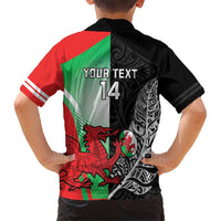 New Zealand and Wales Rugby Custom Hawaiian Shirt Aotearoa All Black Combine Welsh Dragon - Polynesian Pride