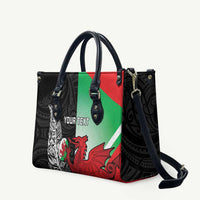 New Zealand and Wales Rugby Custom Leather Bag Aotearoa All Black Combine Welsh Dragon - Polynesian Pride