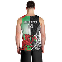New Zealand and Wales Rugby Custom Men Tank Top Aotearoa All Black Combine Welsh Dragon - Polynesian Pride