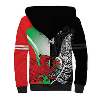 New Zealand and Wales Rugby Custom Sherpa Hoodie Aotearoa All Black Combine Welsh Dragon - Polynesian Pride