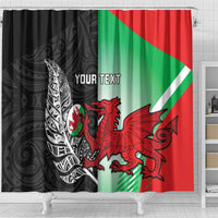New Zealand and Wales Rugby Custom Shower Curtain Aotearoa All Black Combine Welsh Dragon - Polynesian Pride