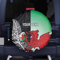 New Zealand and Wales Rugby Custom Spare Tire Cover Aotearoa All Black Combine Welsh Dragon - Polynesian Pride