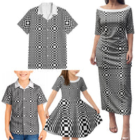 Black White Filipino Binakol Motifs Family Matching Puletasi and Hawaiian Shirt Mabuhay Philippines Festival Kusikus Pattern LT14 - Polynesian Pride
