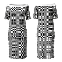 Black White Filipino Binakol Motifs Family Matching Puletasi and Hawaiian Shirt Mabuhay Philippines Festival Kusikus Pattern LT14 Mom's Dress Black - Polynesian Pride