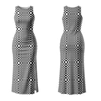 Black White Filipino Binakol Motifs Family Matching Tank Maxi Dress and Hawaiian Shirt Mabuhay Philippines Festival Kusikus Pattern LT14 Mom's Dress Black - Polynesian Pride