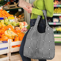 Black White Filipino Binakol Motifs Grocery Bag Mabuhay Philippines Festival Kusikus Pattern LT14 - Polynesian Pride