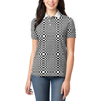 Black White Filipino Binakol Motifs Women Polo Shirt Mabuhay Philippines Festival Kusikus Pattern LT14 - Polynesian Pride