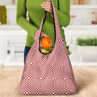 Red White Filipino Binakol Motifs Grocery Bag Mabuhay Philippines Festival Kusikus Pattern LT14 - Polynesian Pride