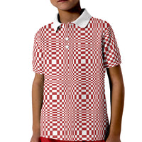 Red White Filipino Binakol Motifs Kid Polo Shirt Mabuhay Philippines Festival Kusikus Pattern LT14 Kid Red - Polynesian Pride
