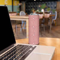 Red White Filipino Binakol Motifs Skinny Tumbler Mabuhay Philippines Festival Kusikus Pattern LT14 - Polynesian Pride