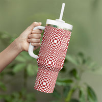 Red White Filipino Binakol Motifs Tumbler With Handle Mabuhay Philippines Festival Kusikus Pattern LT14 - Polynesian Pride