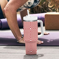 Red White Filipino Binakol Motifs Tumbler With Handle Mabuhay Philippines Festival Kusikus Pattern LT14 - Polynesian Pride