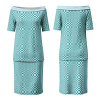 Cyan Filipino Binakol Motifs Couples Matching Puletasi and Long Sleeve Button Shirt Mabuhay Philippines Festival Kusikus Pattern LT14 - Polynesian Pride