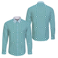 Cyan Filipino Binakol Motifs Family Matching Tank Maxi Dress and Hawaiian Shirt Mabuhay Philippines Festival Kusikus Pattern LT14 Dad's Shirt - Long Sleeve Cyan - Polynesian Pride