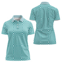 Cyan Filipino Binakol Motifs Women Polo Shirt Mabuhay Philippines Festival Kusikus Pattern LT14 - Polynesian Pride