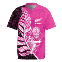 New Zealand Silver Fern Rugby Custom Rugby Jersey All Black Maori Pattern Pink - Polynesian Pride