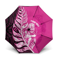 New Zealand Silver Fern Rugby Custom Umbrella All Black Maori Pattern Pink - Polynesian Pride
