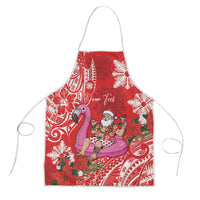 Personalized Hawaii Christmas Apron Mele Kalikimaka Chilling Shaka Santa Flamingo - Polynesian Pride